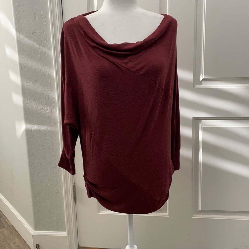 Ella Moss cow neck/off shoulder ruffled sides top